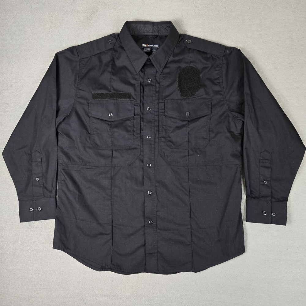 5.11 Taclite PDU Class‎ B Long Sleeve Shirt Mens Large Black Ripstop Button Up